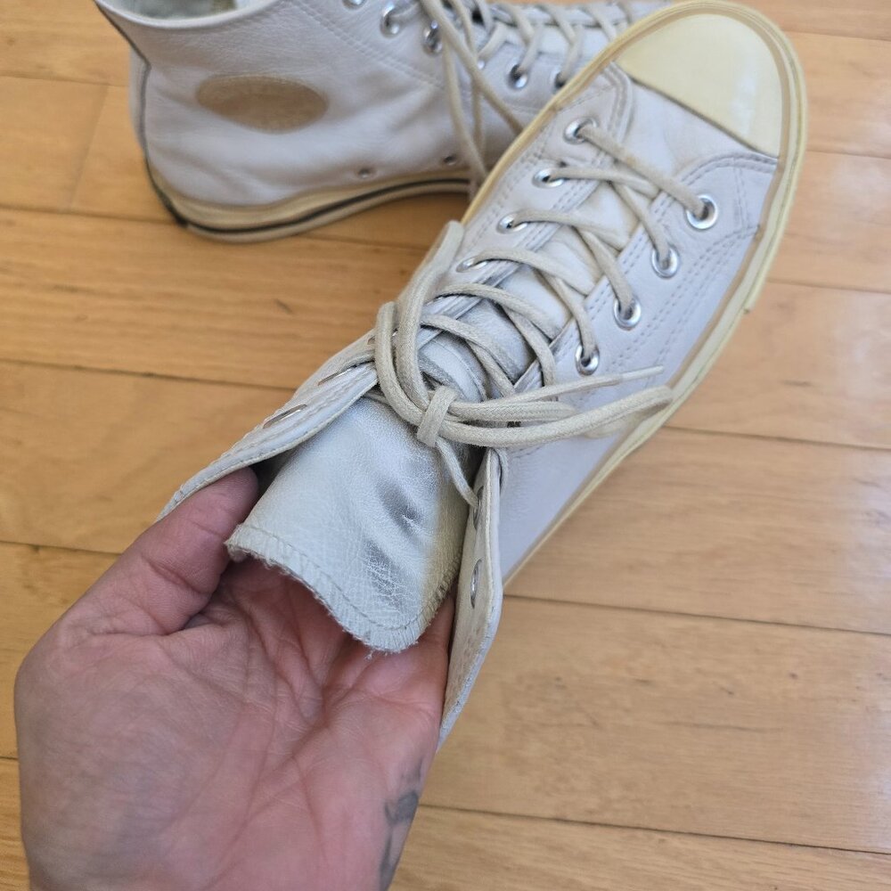 Converse | Chuck 70 monochrome white leather hi-top sneakers | MENS 8 - Picture 5 of 11